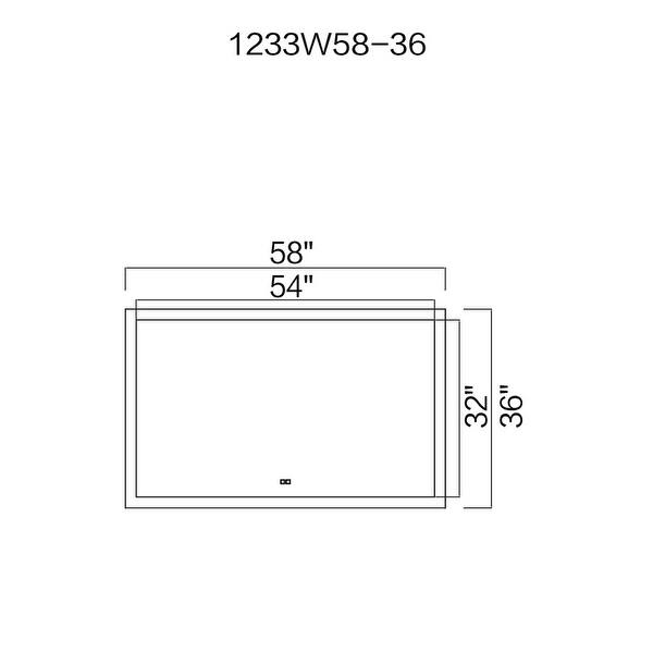 36" x 58" Abigail Matte White Rectangle LED Wall Mirror Bed Bath